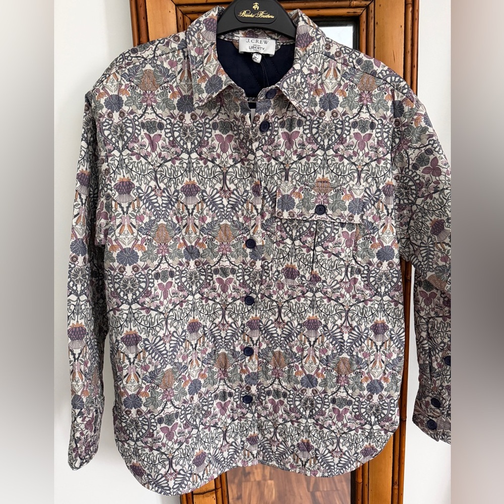 🏷️ New J Crew relaxed fit quilted shirt jacket in Liberty Morris print size 0 - Picture 3 of 6